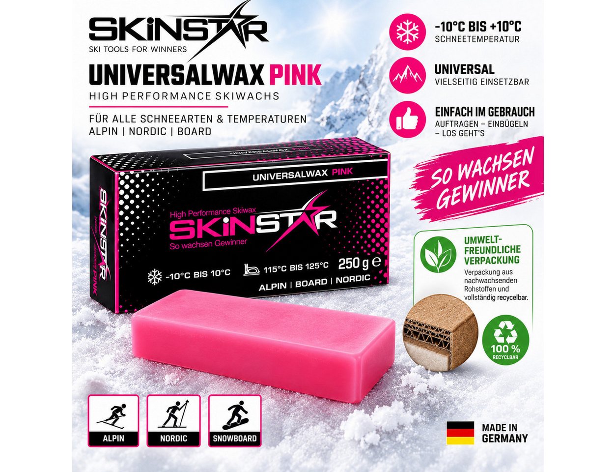 SkinStar Ski SkinStar Skiwachs Set 6-teilig Wachsbügeleisen Bürste Wachs Bild 5