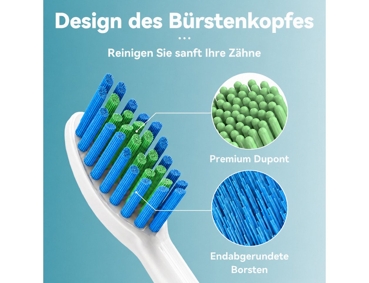 Lächen Elektrische Zahnbürste Kabelloses Laden, IPX7, 4 Bürstenköpfe Bild 4