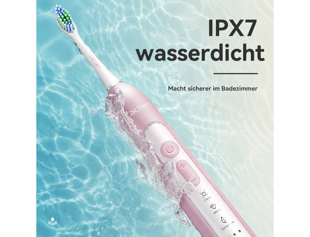 Lächen Elektrische Zahnbürste Kabelloses Laden, IPX7, 4 Bürstenköpfe Bild 5