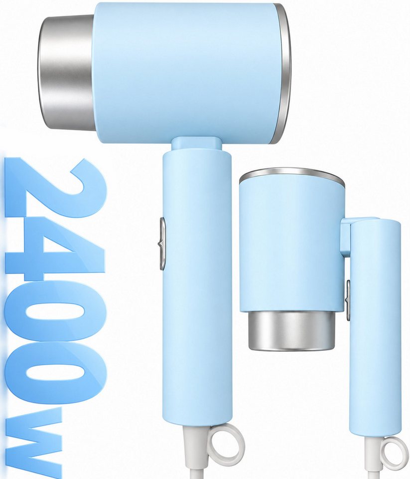 Futicare Haartrockner klappbarer Föhn Ionen 2400 W mit Konzentrator-Düse, 2400 W, 3 Temperaturstufen, schnelles Trocknen, [klein & stark & für Reisen] Bild 4