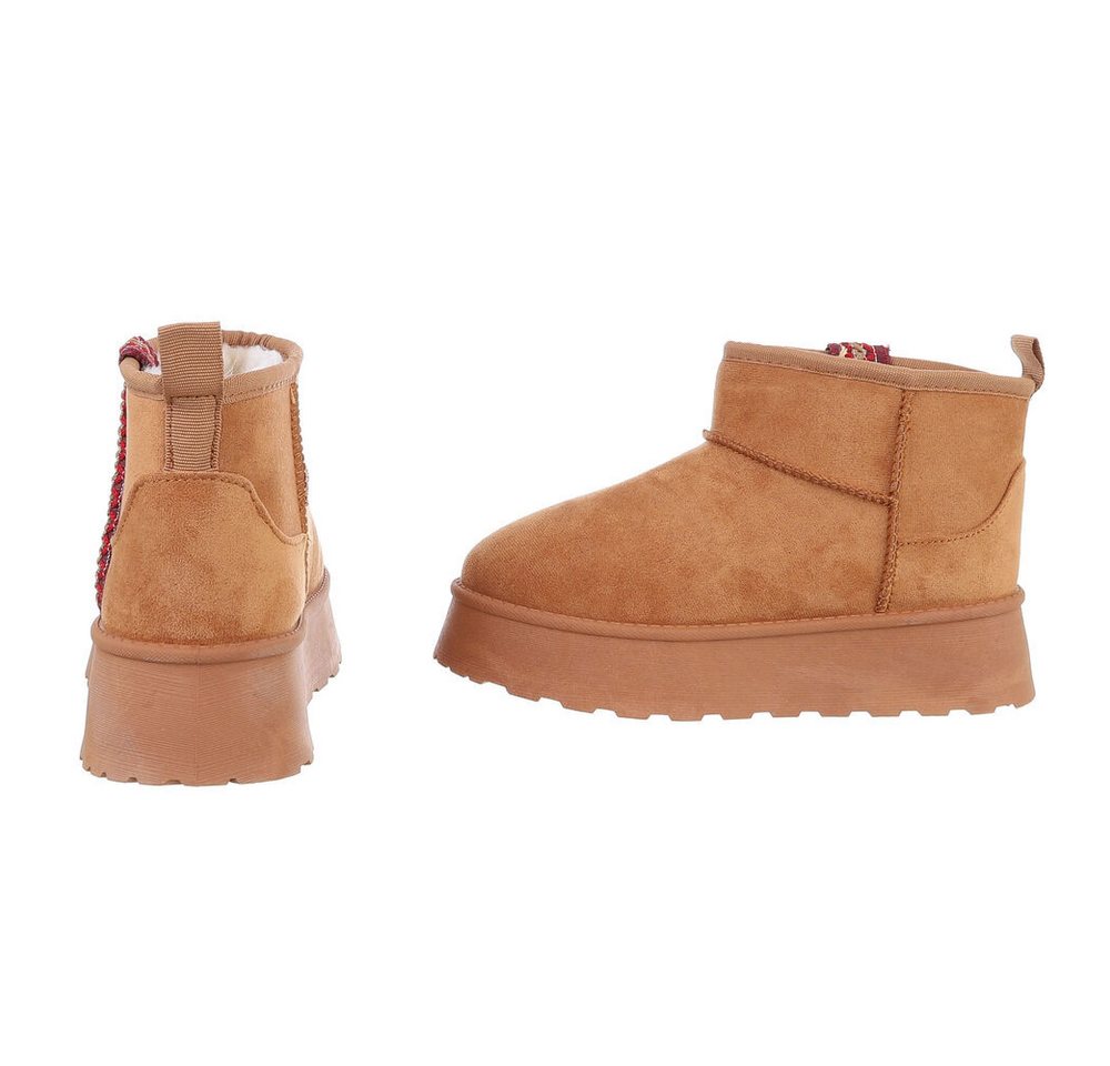 Ital-Design Damen Snowboots Freizeit Snowboots (87417870) Flach Stiefeletten in Camel Bild 4