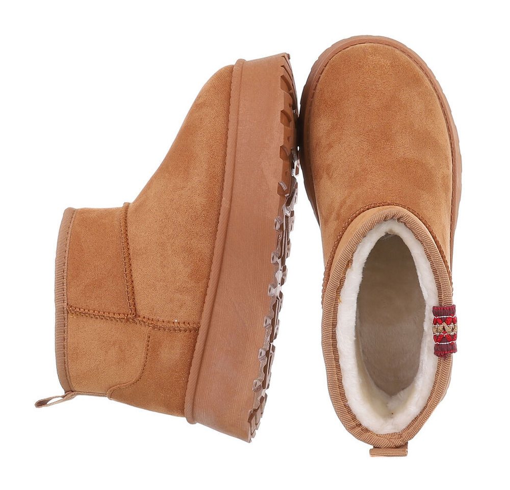 Ital-Design Damen Snowboots Freizeit Snowboots (87417870) Flach Stiefeletten in Camel Bild 5