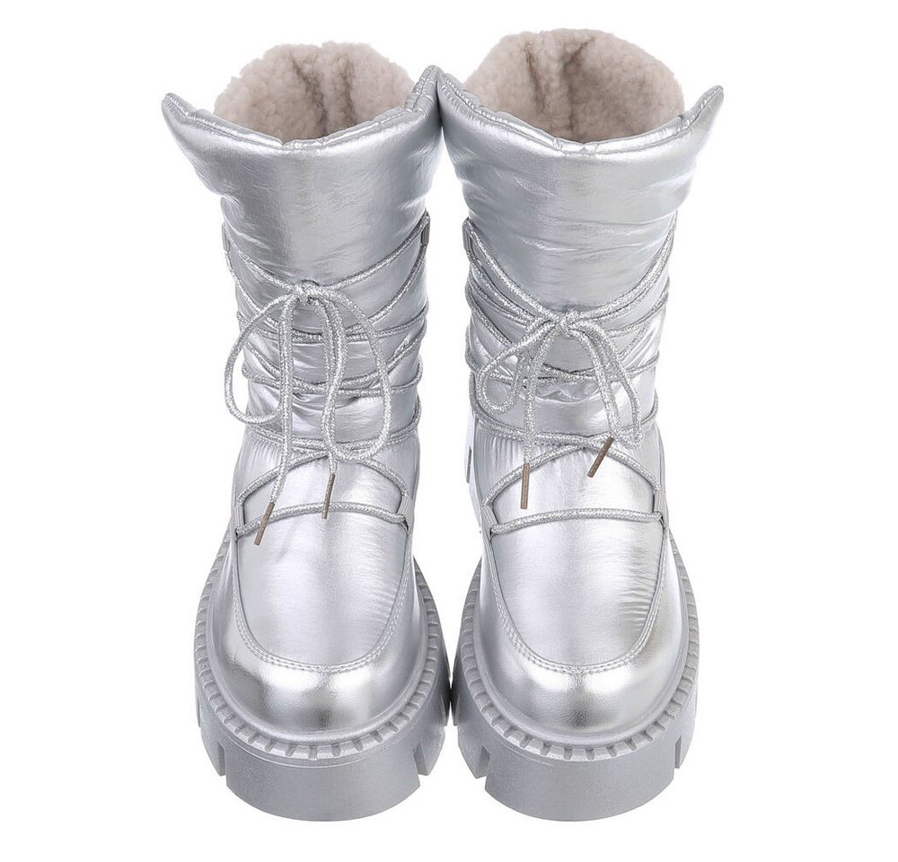 Ital-Design Damen Snowboots Freizeit Snowboots (88489443) Blockabsatz Stiefeletten in Silber Bild 4