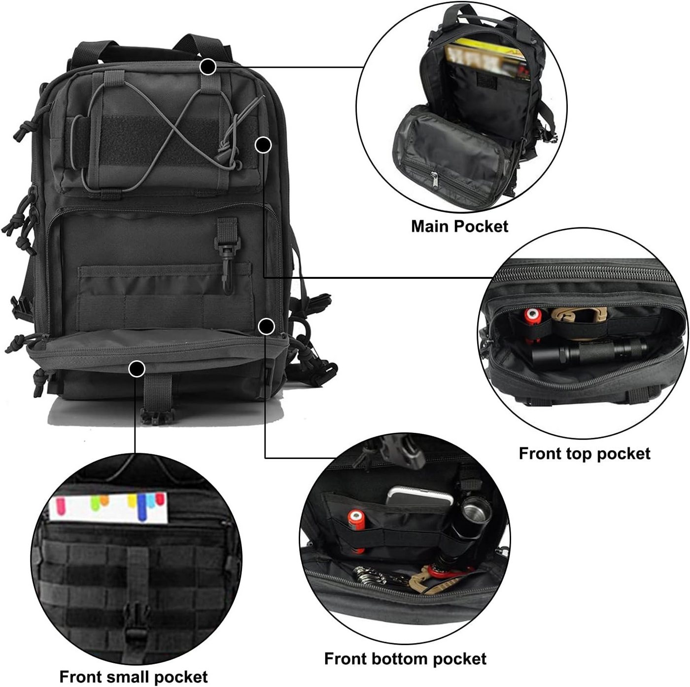 MOPUEA Tagesrucksack 20L Taktische Sling Schulter Rucksack, Brusttasche, Umhängetasche