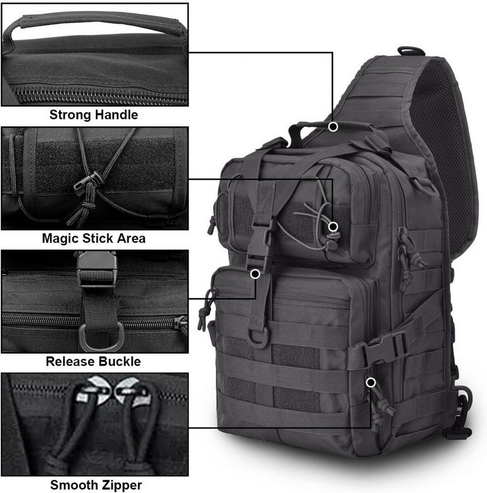 MOPUEA Tagesrucksack 20L Taktische Sling Schulter Rucksack, Brusttasche, Umhängetasche Bild 2