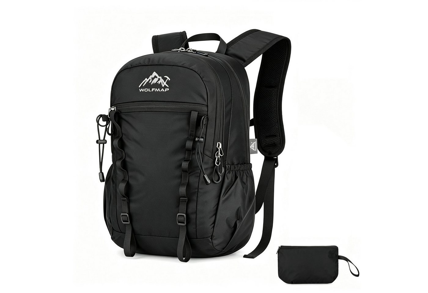 ibettertec Wanderrucksack Wanderrucksack 15L Kleiner Tagesrucksack Herren Damen Faltbarer (für Wandern Daypack Travel Rad und Ausflug, Schwarz) Bild 4