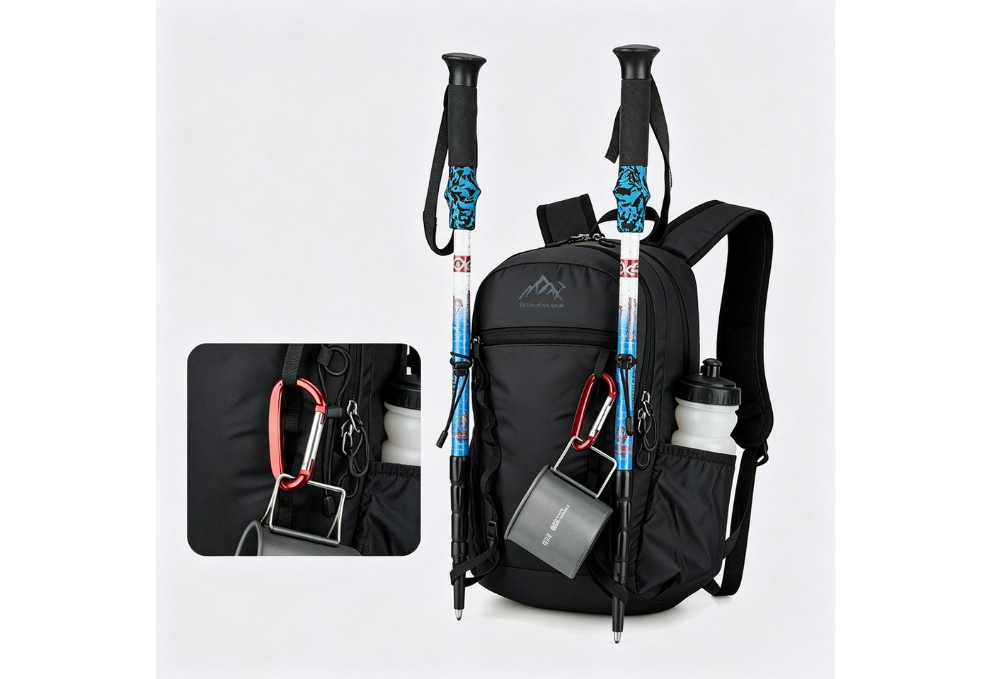 ibettertec Wanderrucksack Wanderrucksack 15L Kleiner Tagesrucksack Herren Damen Faltbarer (für Wandern Daypack Travel Rad und Ausflug, Schwarz) Bild 5