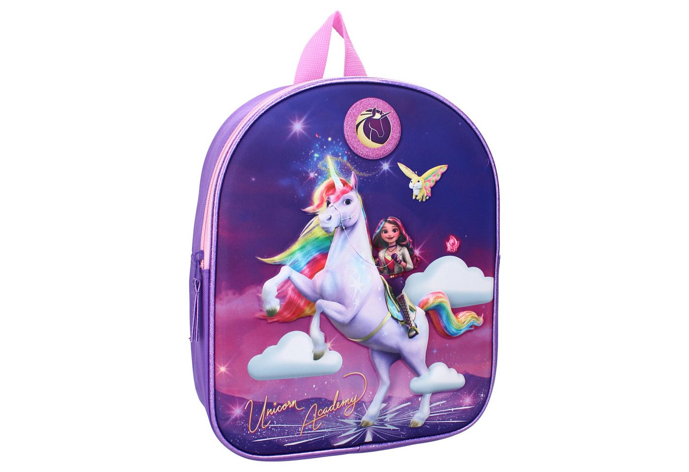 Unicorn Academy Kinderrucksack 3D-Rucksack mit verstellbaren Gurten für Mädchen