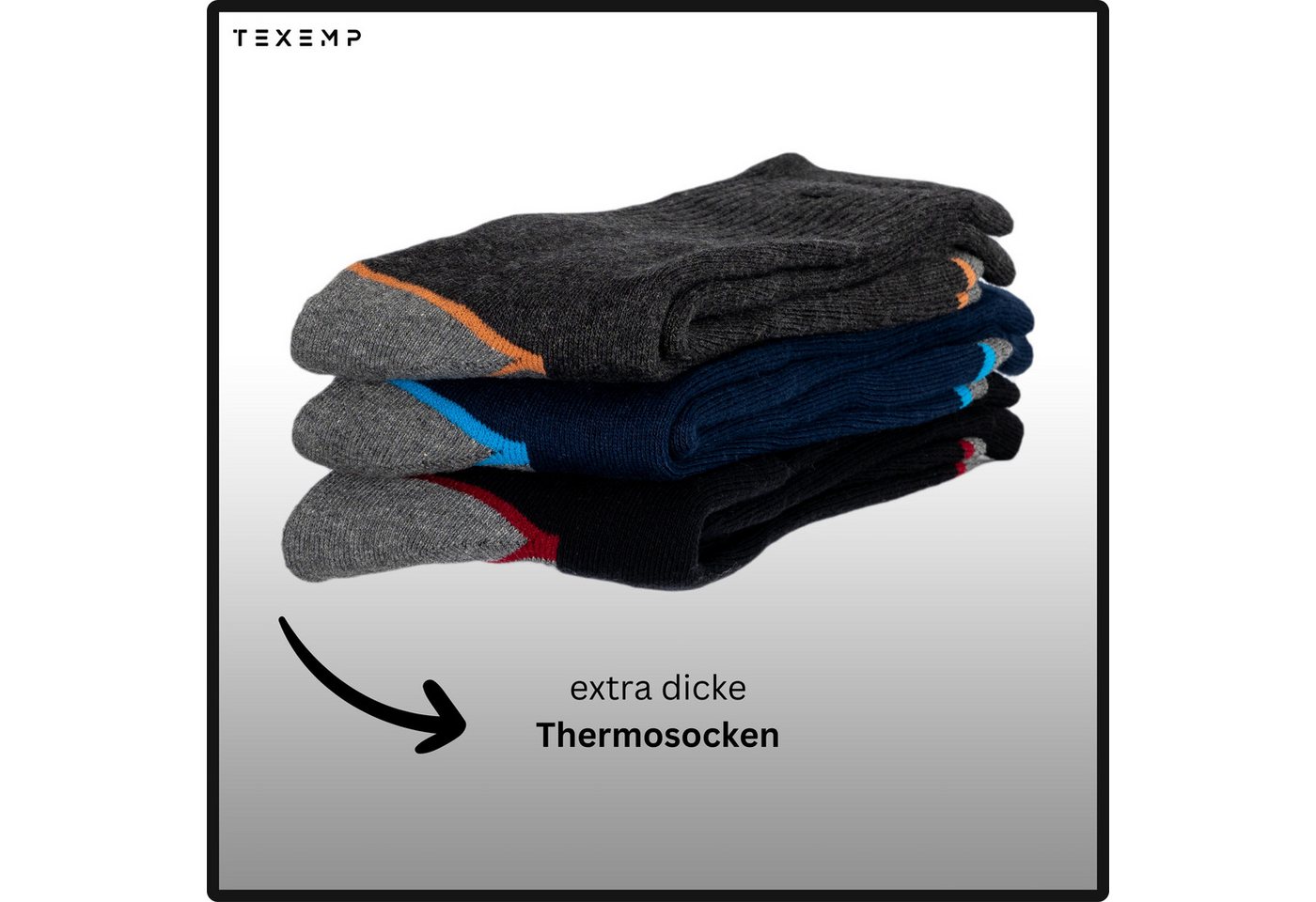 TEXEMP Thermosocken 6 - 12 Paar Thermo Socken Winter Sport Socken Dicke Socken Arbeit (Packung, 12-Paar) Bild 3