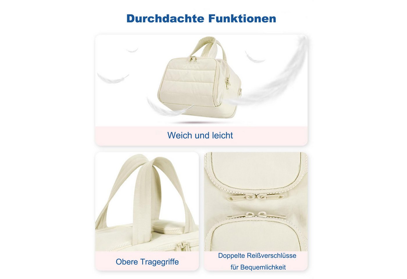 Coonoor Kosmetiktasche Leichte Reisetoilettentasche, große Kosmetiktasche mit weitem Öffnen (1-tlg), Organizer mit Griff für Accessoires, Utensilien und Toilettenartikel