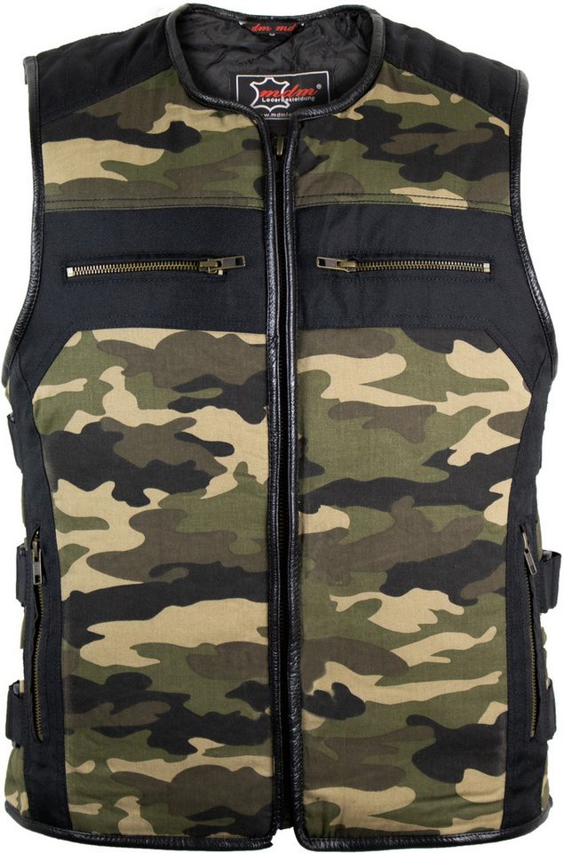 MDM Funktionsweste Motorradweste Herren Camouflage Bikerweste Textil Camo, Tarn Seitliche Riemen für individuelle Passform Bild 2