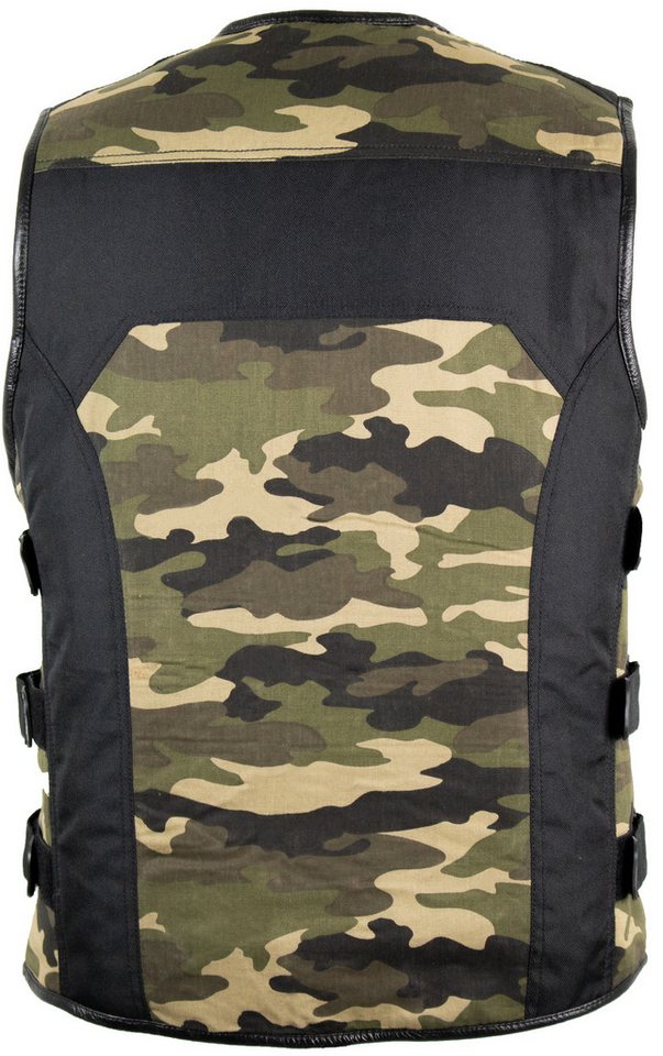 MDM Funktionsweste Motorradweste Herren Camouflage Bikerweste Textil Camo, Tarn Seitliche Riemen für individuelle Passform Bild 5