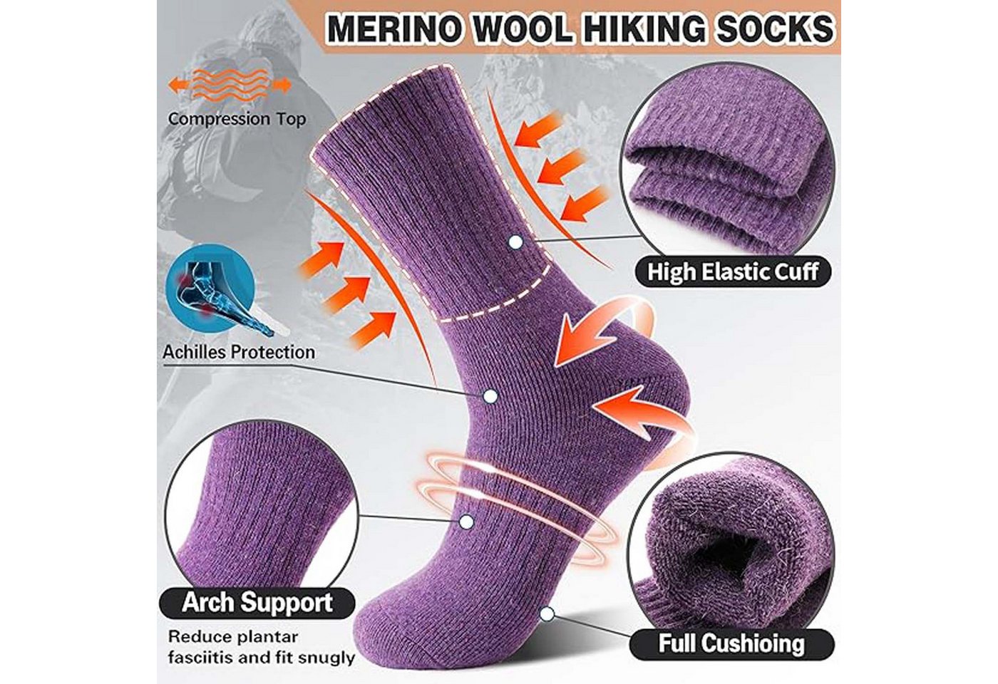 Autrucker Thermosocken Damen Socken Winter Socken 5 Paar atmungsaktiv warm (5-Paar) Bild 3