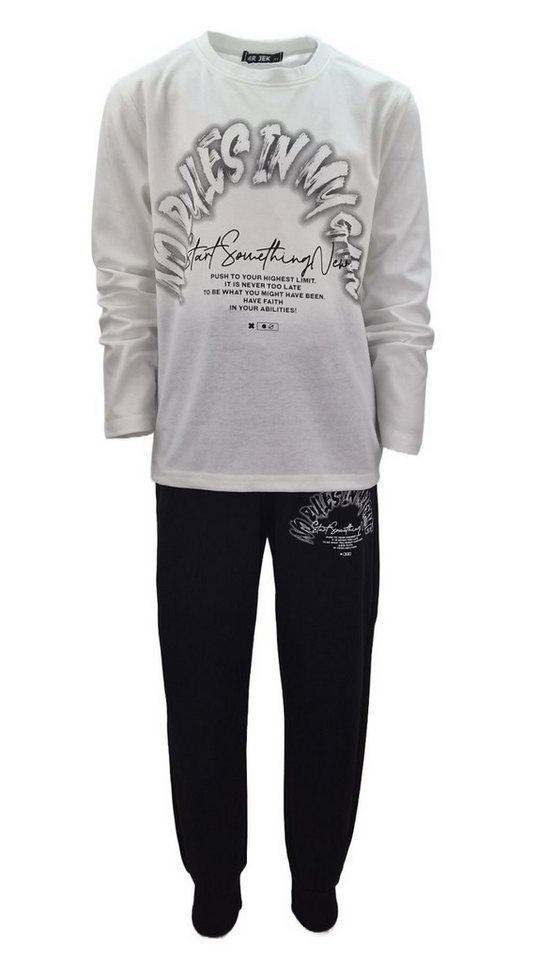 Fashion Boy Sweatanzug 3-tlg Set mit gefütterter Jacke, Langarmshirt & Jogginghose JF0498 (Set, Jacke, Langarmshirt & Jogginghose)