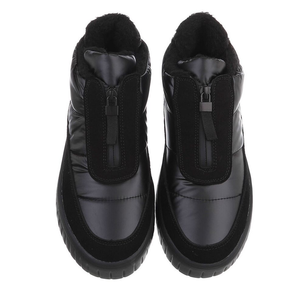 Ital-Design Damen Winter-Sneaker mit Plateau und Reißverschluss Snowboots (92497431) Flach Stiefeletten in Schwarz Bild 4