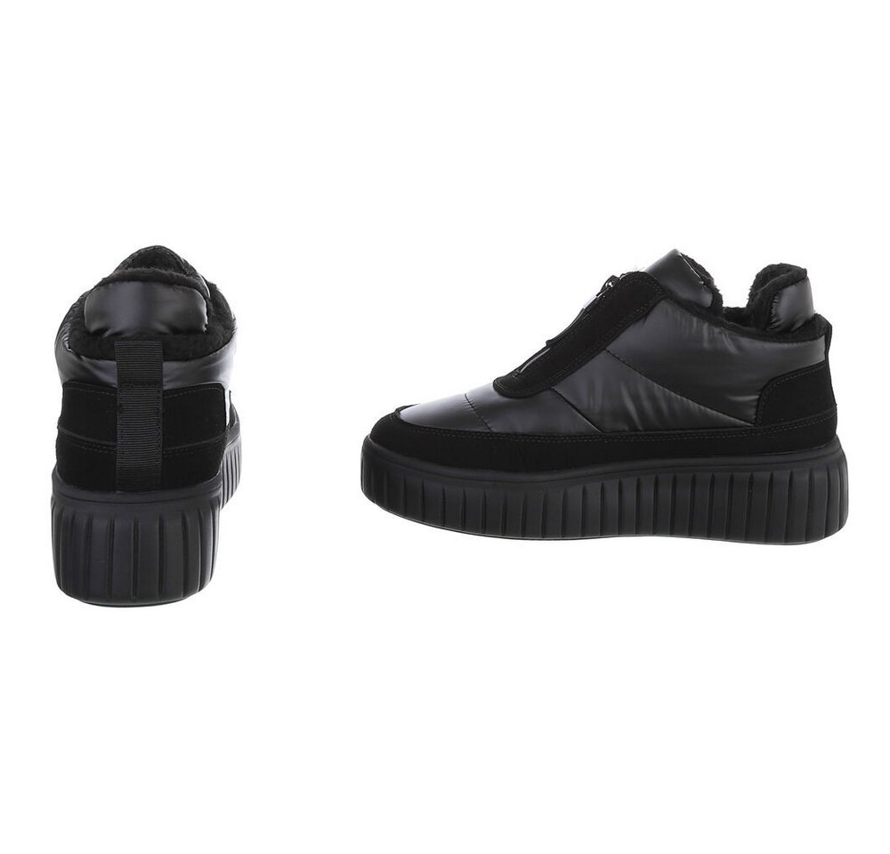 Ital-Design Damen Winter-Sneaker mit Plateau und Reißverschluss Snowboots (92497431) Flach Stiefeletten in Schwarz Bild 5