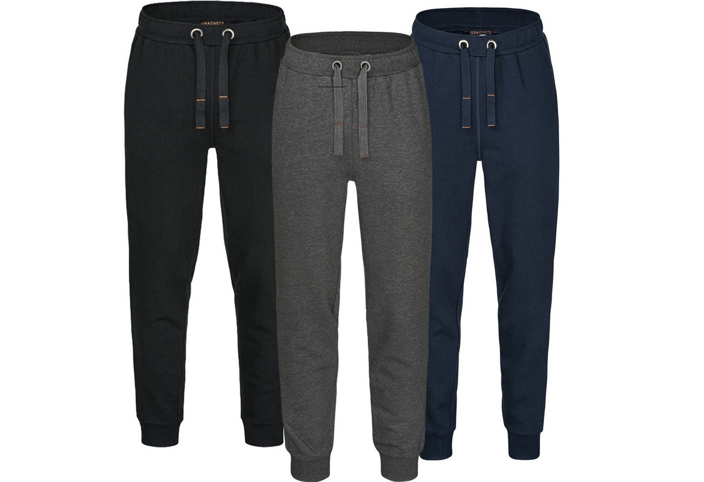 Gradnetz Trainingshose Herren Jogginghose Bio Baumwolle (1-tlg) formstabiler kuscheliger bequemer Tragekomfort, Bündchen, Biobaumwolle