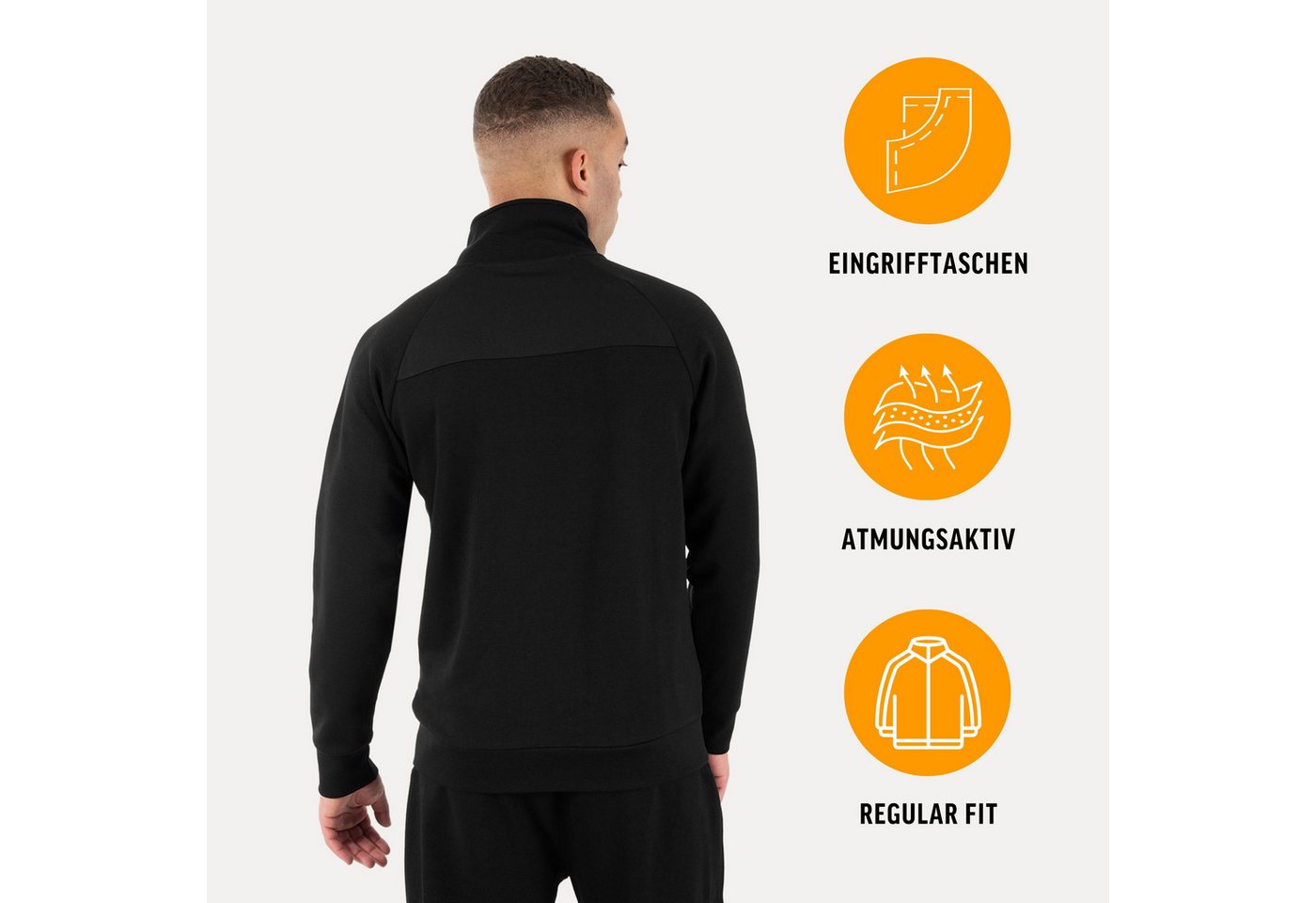 Smilodox Trainingsjacke Denzo Herren, Sportjacke, Fitness, Zip Jacke, Activewear Mesh Einsätze, Soft Touch, Zip Taschen, Rippbündchen, Komfort Bild 2