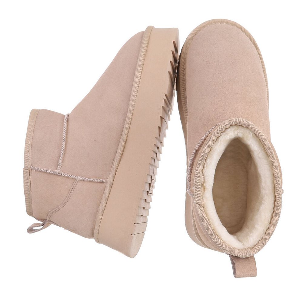 Ital-Design Damen Leder Plateau Boots Freizeit & Alltag Snowboots (91971156) Flach Stiefeletten in Beige Bild 2