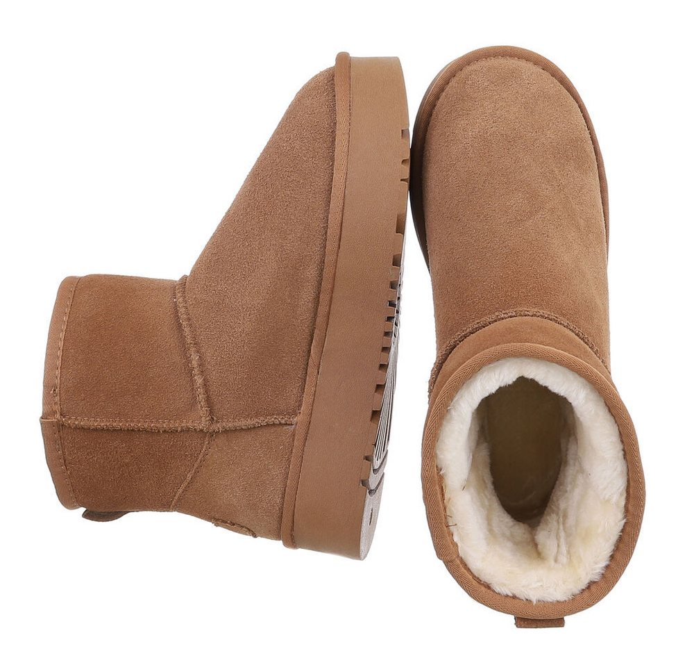 Ital-Design Echte Lederstiefel für Damen – Bequem und Stylish Snowboots (88519323) Flach Stiefeletten in Camel Bild 4