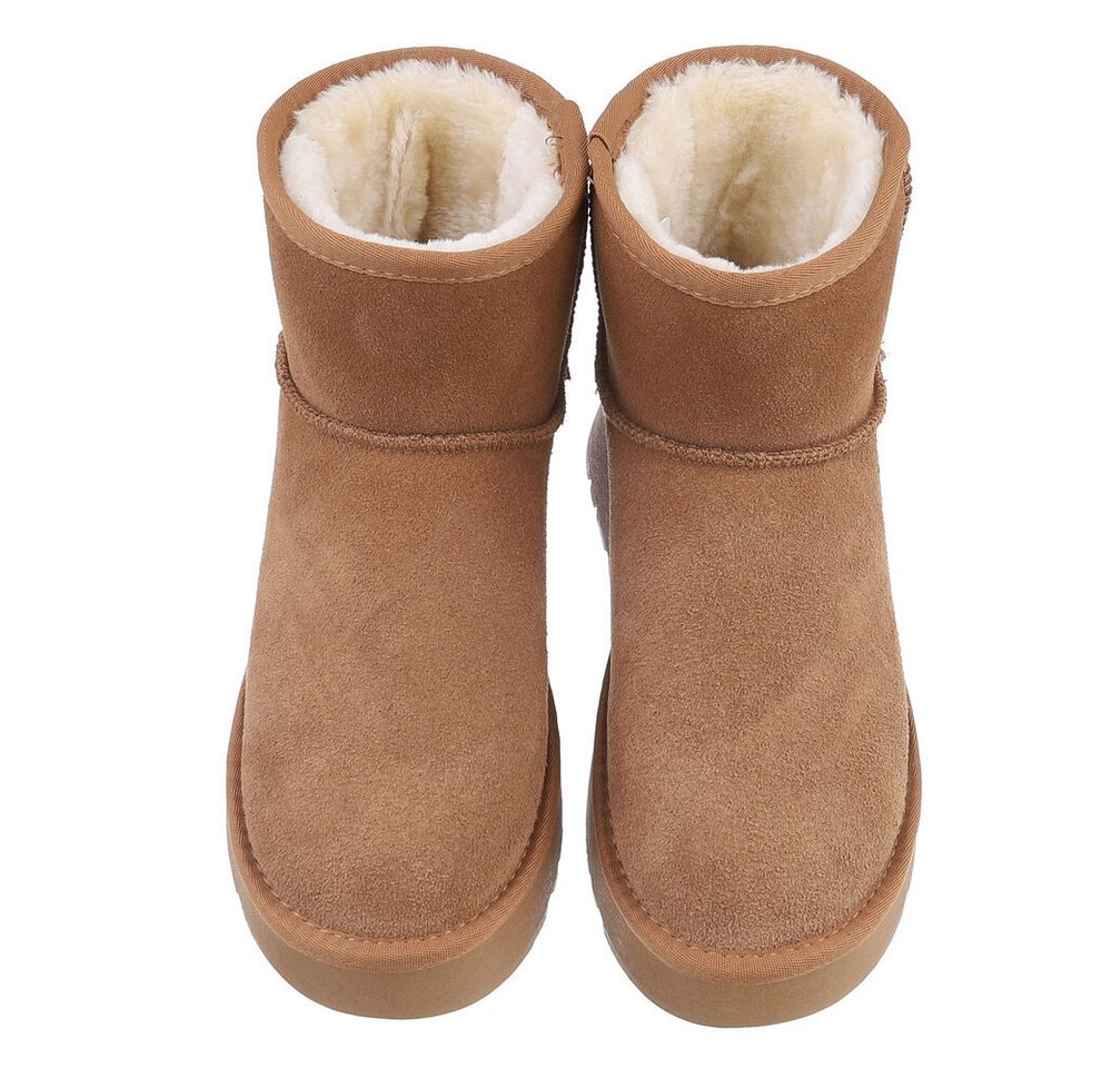 Ital-Design Echte Lederstiefel für Damen – Bequem und Stylish Snowboots (88519323) Flach Stiefeletten in Camel Bild 5