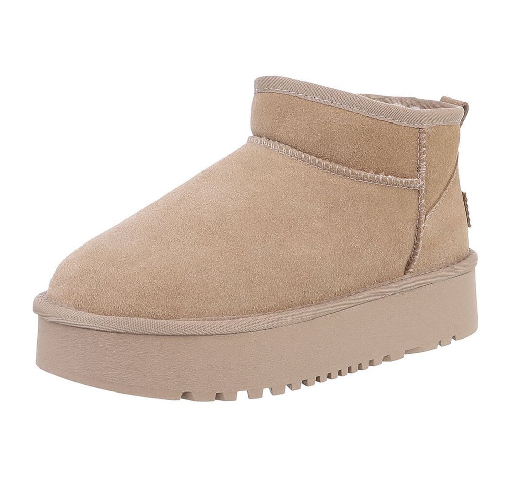 Ital-Design Stilvolle Damen-Lederschuhe für Freizeit und Alltag Snowboots (88519336) Flach Stiefeletten in Hellbraun Bild 2