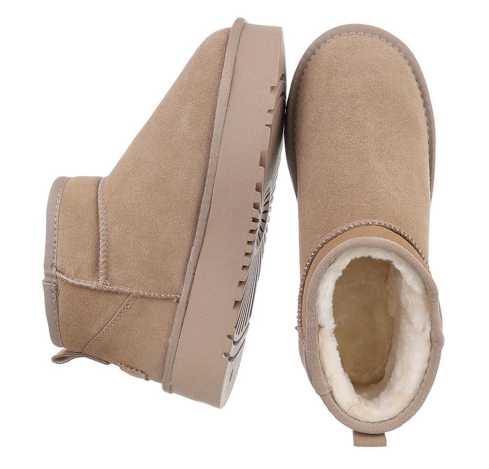 Ital-Design Stilvolle Damen-Lederschuhe für Freizeit und Alltag Snowboots (88519336) Flach Stiefeletten in Hellbraun Bild 5
