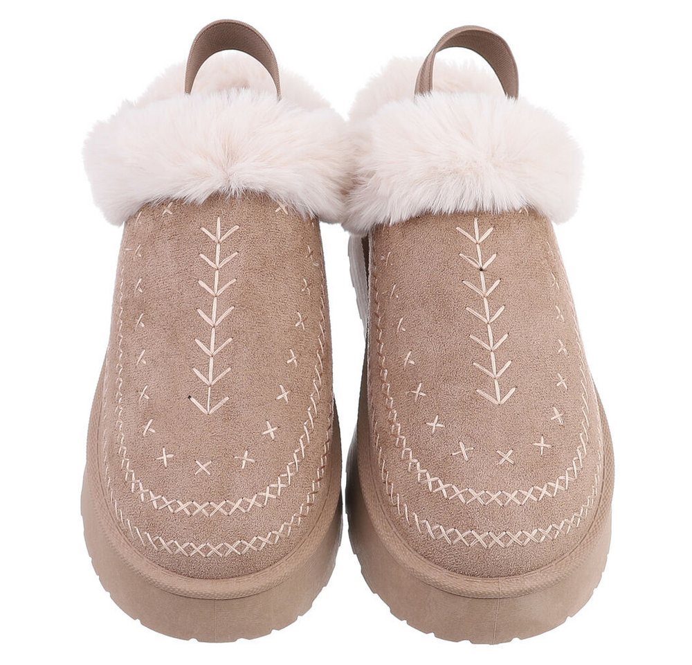 Ital-Design Damen Plüsch Slip-On Schuhe für Alltag und Freizeit Snowboots (90457920) Flach Stiefeletten in Hellbraun Bild 4