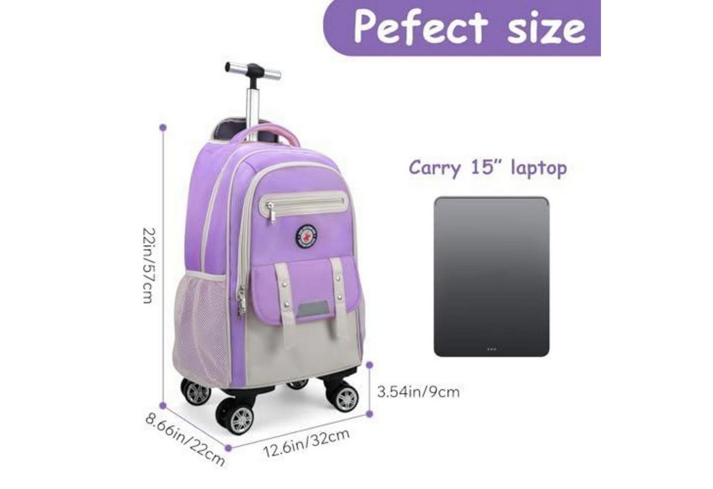 LuxusKollektion Schulranzen Kinderkoffer Mädchen Lila Reise Rucksack mit Rollen Bild 5