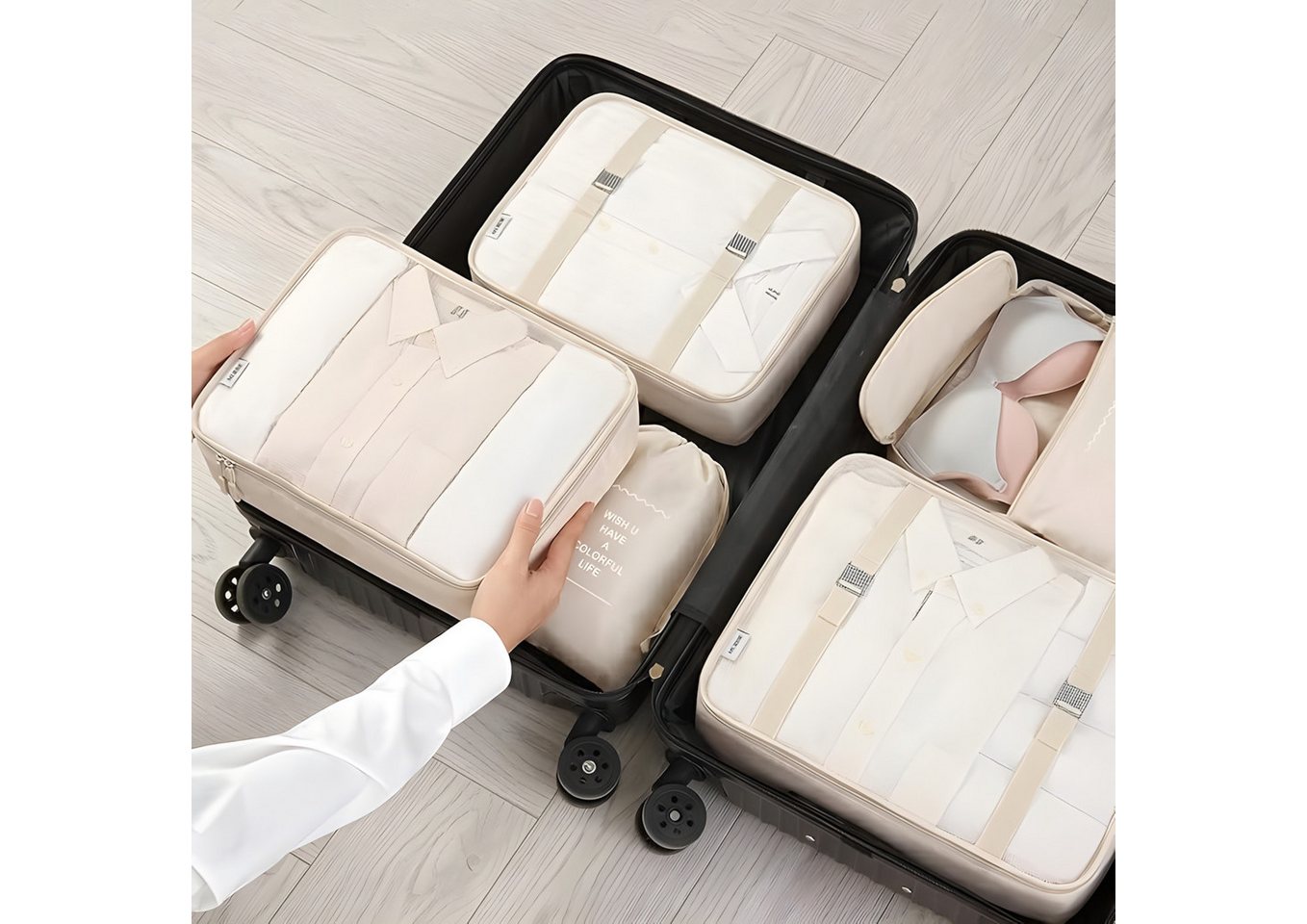 Fyrove Kofferorganizer Kofferorganizer 7-teiliges Set, Packing Cubes, Reise Packtaschen (Kofferorganizer Koffer Organizer Set 7‑teiliges, Packing Cubes, Reisepacktaschen)