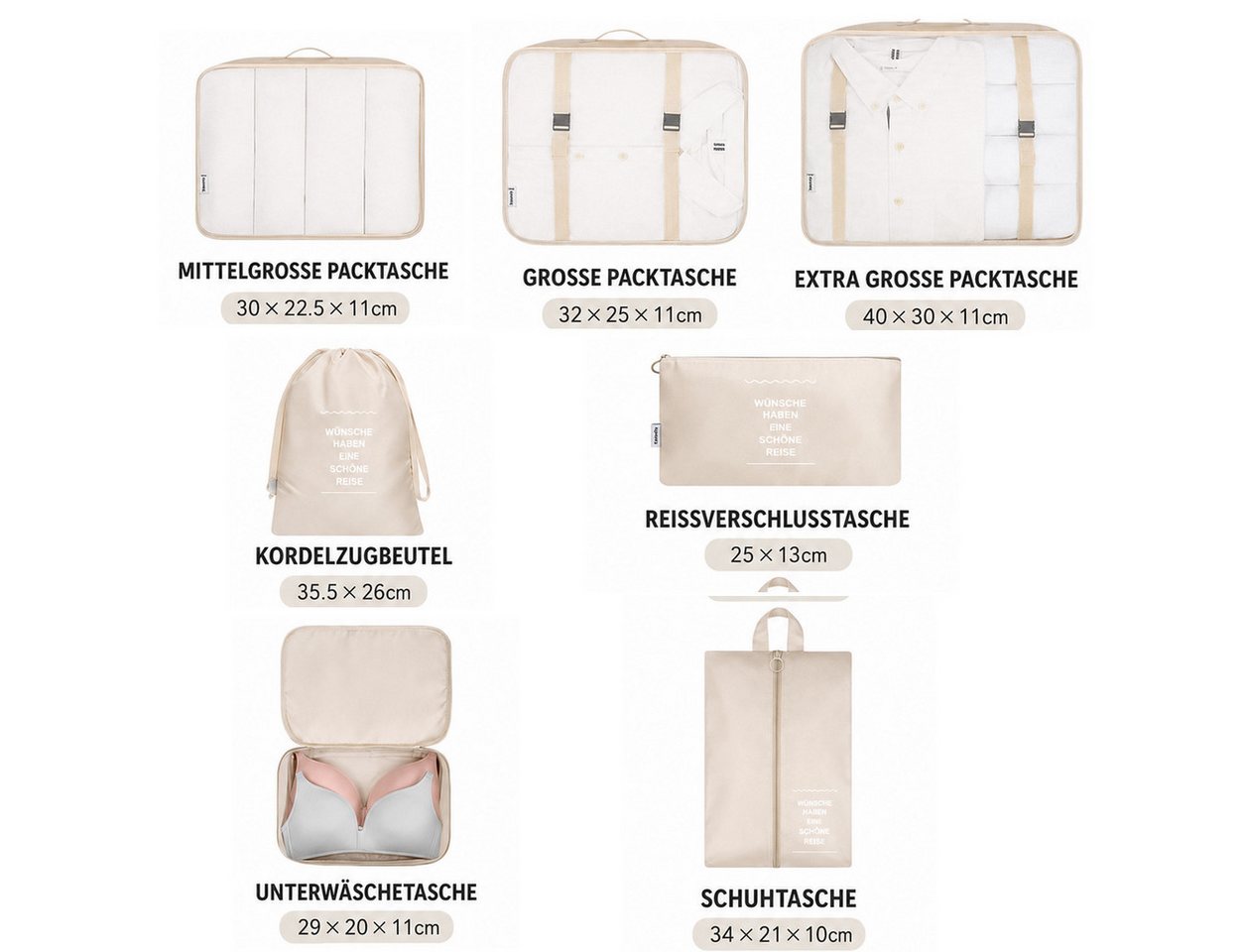 Fyrove Kofferorganizer Kofferorganizer 7-teiliges Set, Packing Cubes, Reise Packtaschen (Kofferorganizer Koffer Organizer Set 7‑teiliges, Packing Cubes, Reisepacktaschen) Bild 3