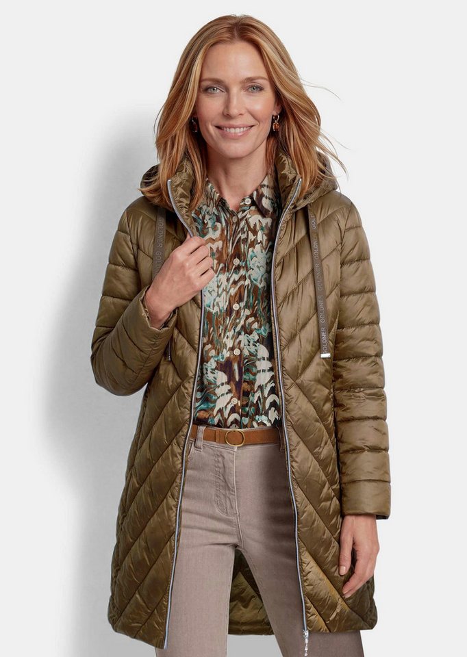 GOLDNER Outdoorjacke Kurzmantel mit Kapuze und Stehkragen Wattierte Steppjacke mit taillenformender Optik und Reißverschluss Bild 5
