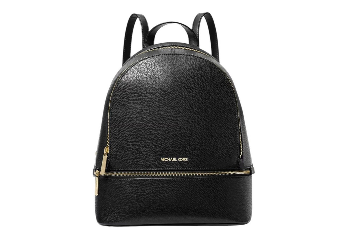 MICHAEL KORS Rucksack Michael Kors Rhea Medium Rucksack Schwarz genarbtes Leder Gold