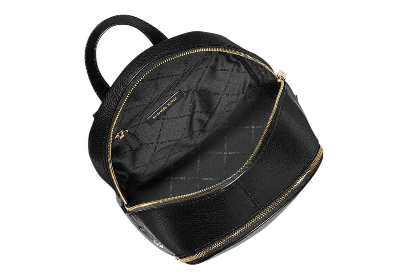 MICHAEL KORS Rucksack Michael Kors Rhea Medium Rucksack Schwarz genarbtes Leder Gold Bild 2
