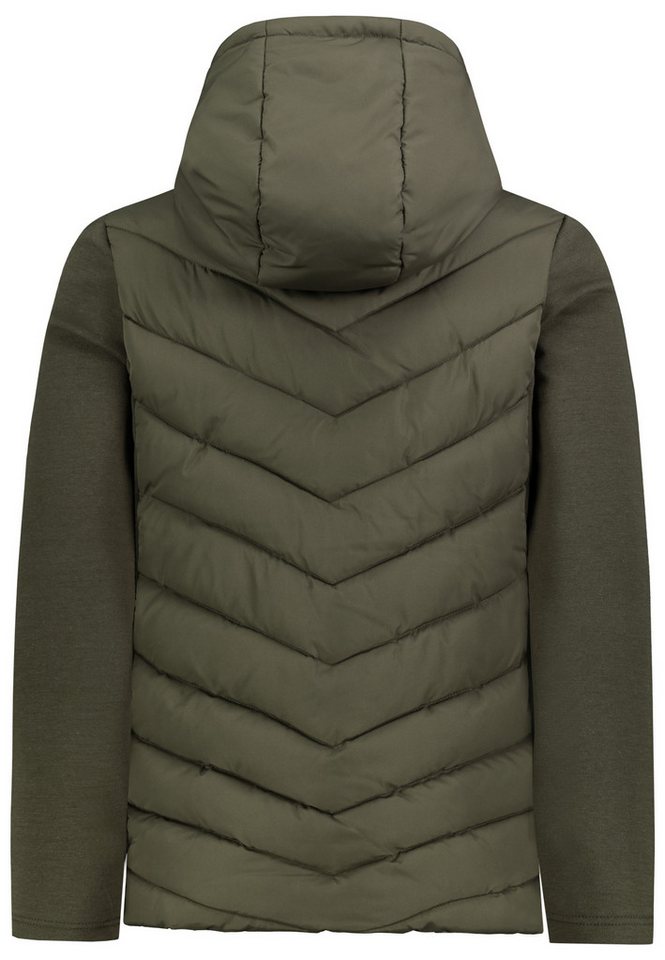 SUBLEVEL Outdoorjacke Steppjacke mit Interlock-Ärmeln Leicht wattierte Übergangsjacke mit Kapuze, Materialmix
