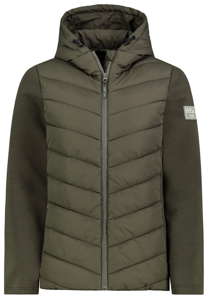 SUBLEVEL Outdoorjacke Steppjacke mit Interlock-Ärmeln Leicht wattierte Übergangsjacke mit Kapuze, Materialmix Bild 3