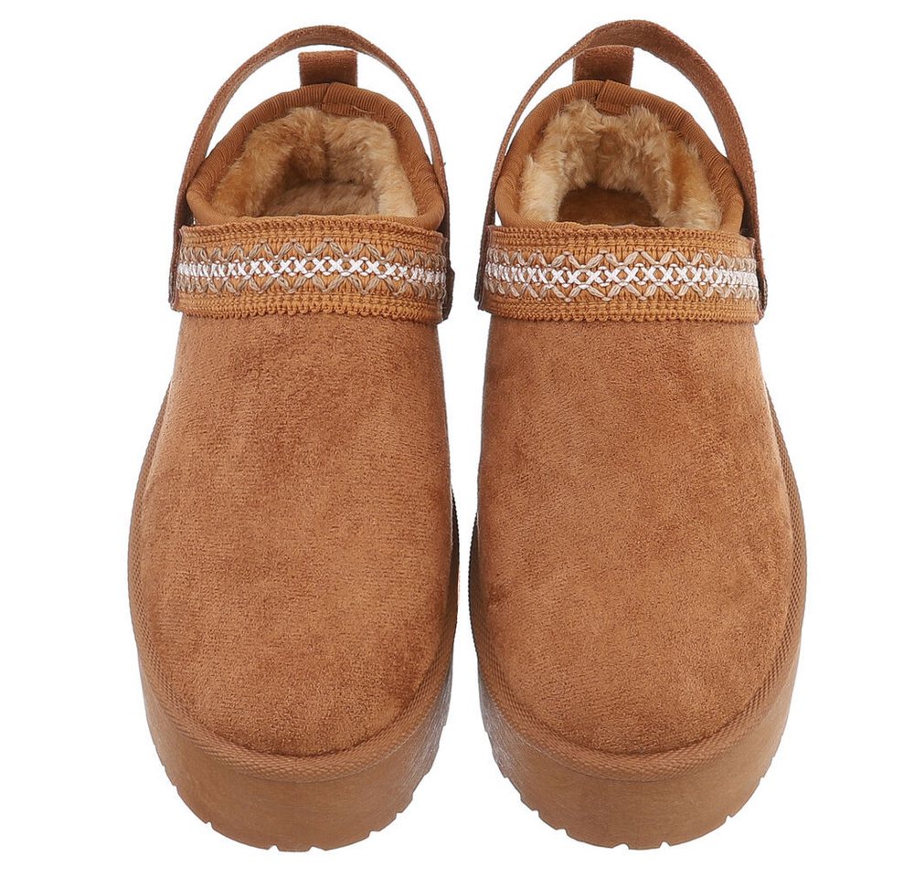 Ital-Design Bequeme Freizeitschuhe mit Riemen für Damen Snowboots (90169600) Flach Stiefeletten in Camel Bild 2