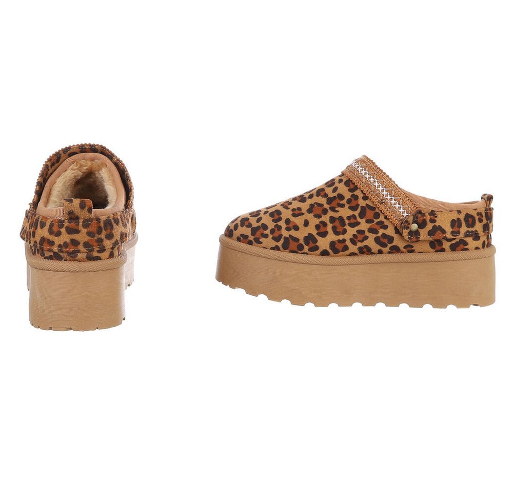Ital-Design Bequeme Freizeitschuhe mit Riemen für Damen Snowboots (90169589) Flach Stiefeletten in Beige Bild 4