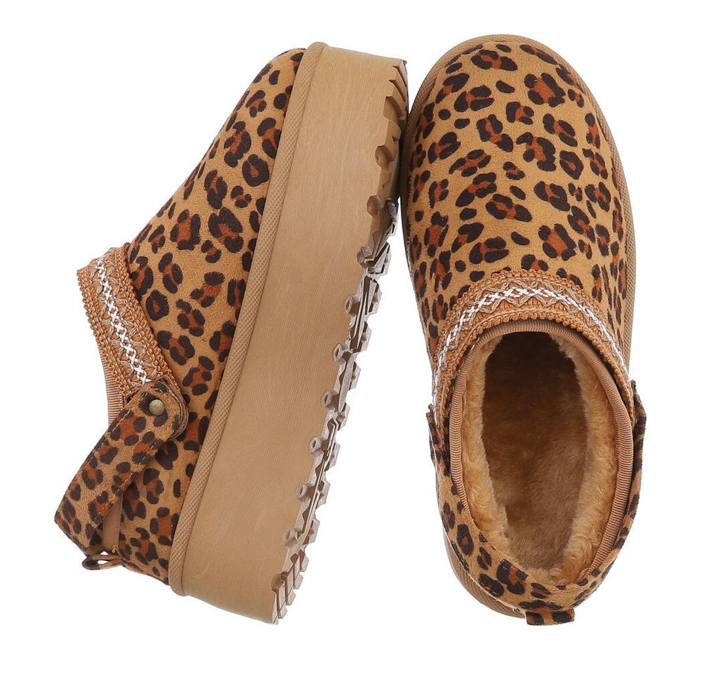 Ital-Design Bequeme Freizeitschuhe mit Riemen für Damen Snowboots (90169589) Flach Stiefeletten in Beige Bild 5