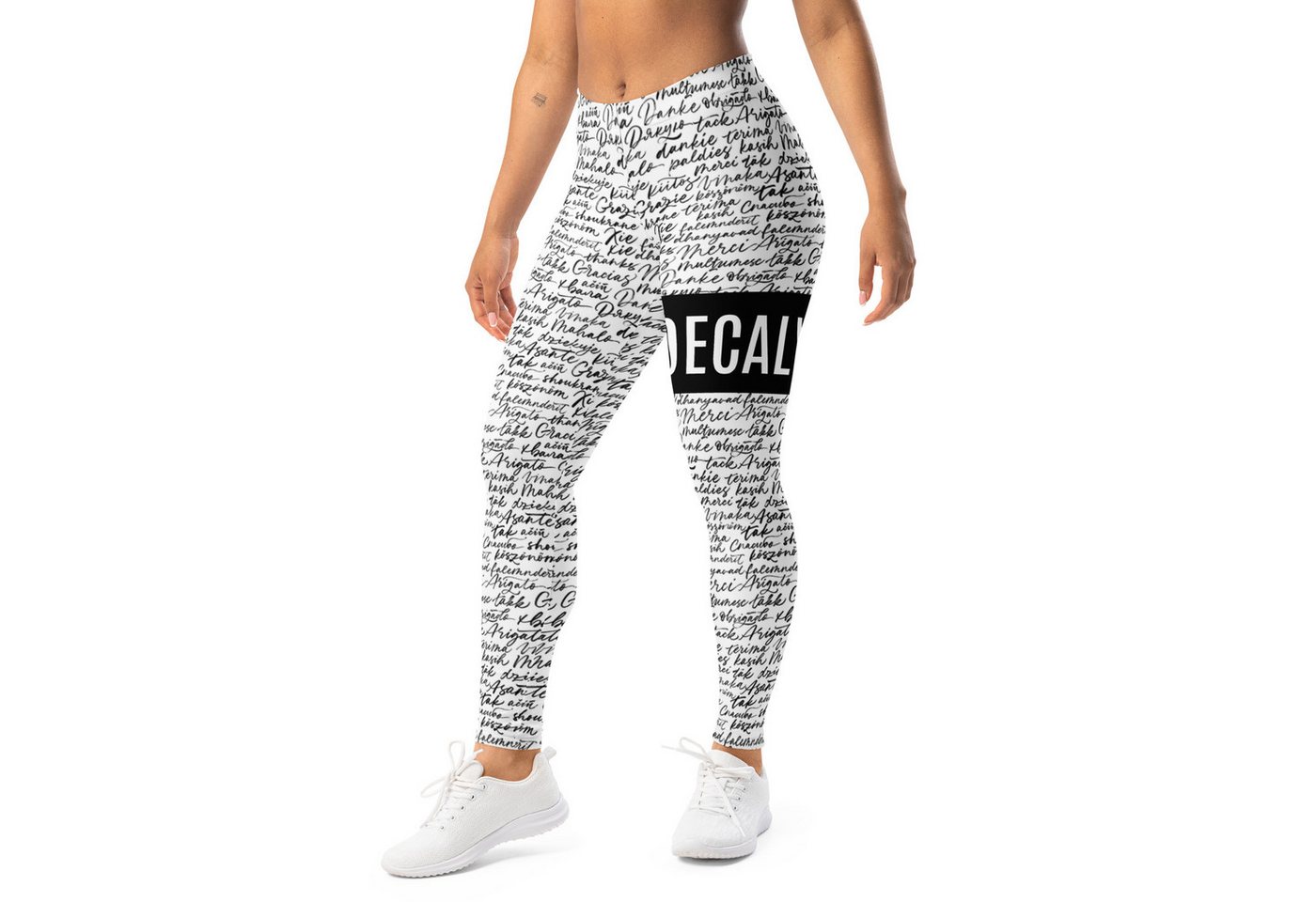 DECALVIBES Funktionsleggings Damen Leggings Basic Urban Side Multilingual Calligraphy Blickdicht, 4-Wege-Stretch, elastischer Bund, weiches Material Bild 3
