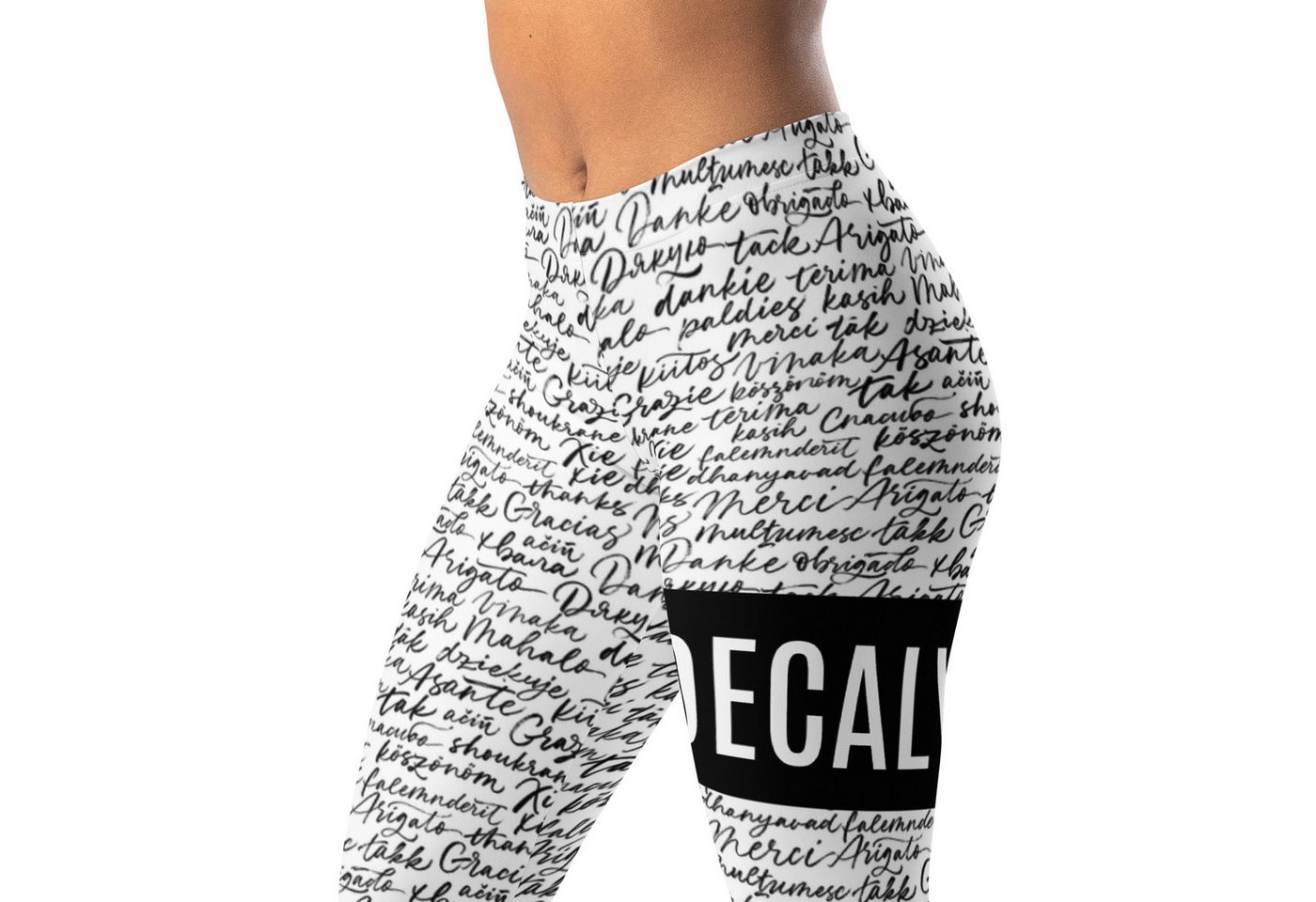 DECALVIBES Funktionsleggings Damen Leggings Basic Urban Side Multilingual Calligraphy Blickdicht, 4-Wege-Stretch, elastischer Bund, weiches Material Bild 5