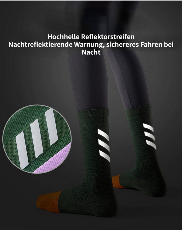 Blusmart Funktionssocken Sportliche Radsocken in der Mitte der Wade, 6 Paar Set (Schweißabsorbierend, atmungsaktiv und rutschfest, Reflektierend Leuchtend) Vier Jahreszeiten Bild 3