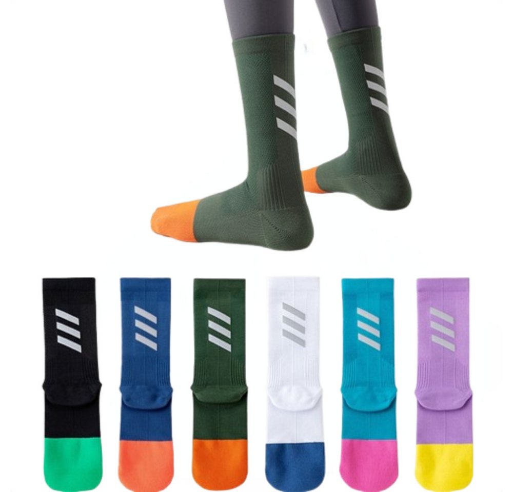 Blusmart Funktionssocken Sportliche Radsocken in der Mitte der Wade, 6 Paar Set (Schweißabsorbierend, atmungsaktiv und rutschfest, Reflektierend Leuchtend) Vier Jahreszeiten Bild 4