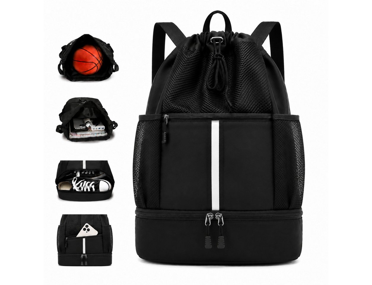 ibettertec Freizeittasche Sporttasche Rucksack Große mit Schuhfach für Fitness Reisen Basketball (Perfekte Kombination aus Rucksack und Sporttasche), geeignet für Basketball, Fußball, Fitnessstudio und Reisen Bild 4