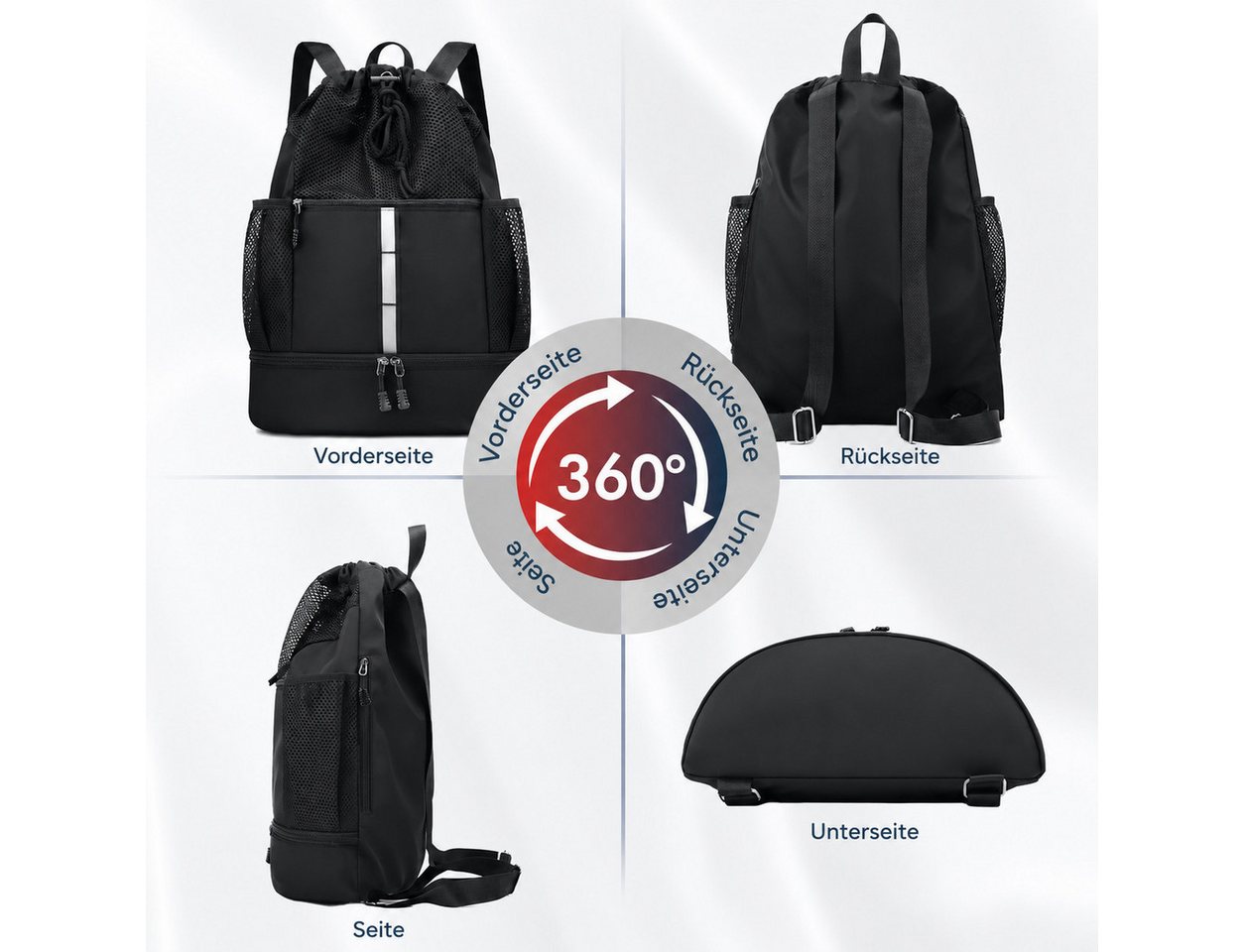 ibettertec Freizeittasche Sporttasche Rucksack Große mit Schuhfach für Fitness Reisen Basketball (Perfekte Kombination aus Rucksack und Sporttasche), geeignet für Basketball, Fußball, Fitnessstudio und Reisen Bild 5