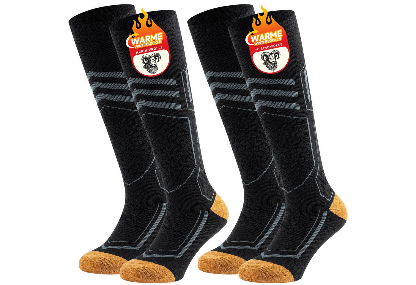TANSTC Skisocken Merino Warme Socken Herren Damen Dicke Thermosocken Ski Kniestrümpfe Wärme, hohe Elastizität, klimaregulierend, formstabil, hautfreundlich Bild 2