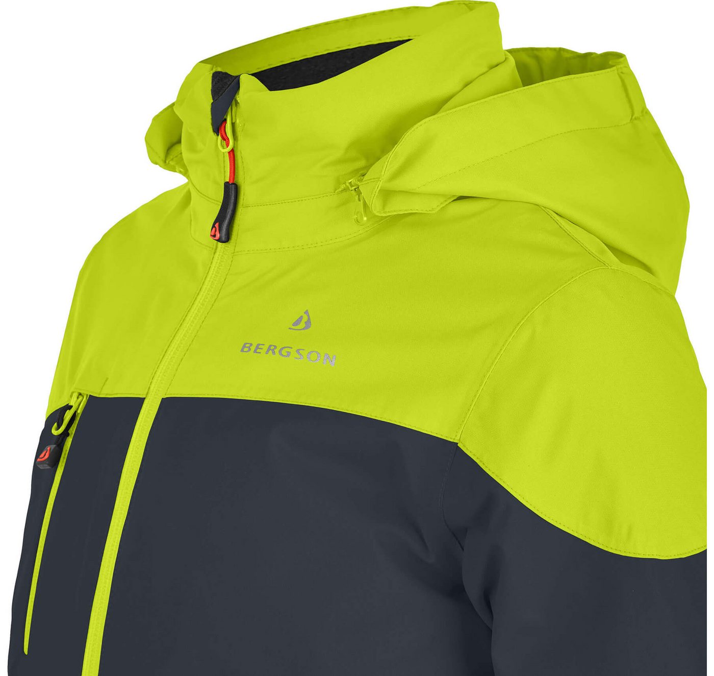 Bergson Skijacke VOLKER neo Kinder Skijacke, warm, wasserdicht (20000 mm), Normalgrößen, lime grün