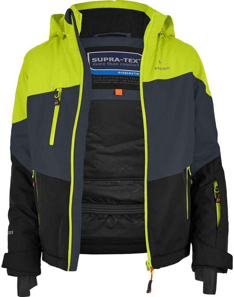 Bergson Skijacke VOLKER neo Kinder Skijacke, warm, wasserdicht (20000 mm), Normalgrößen, lime grün Bild 2