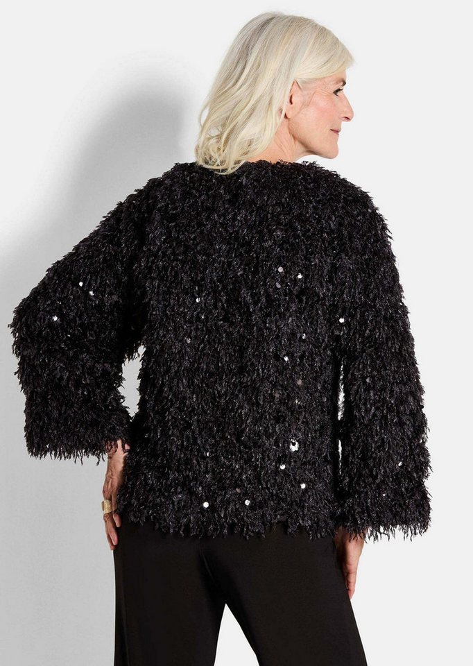 GOLDNER Outdoorjacke Kurzgröße: Eleganter Überwurf mit Pailletten Federjacke mit V-Ausschnitt, Häkchenverschluss und Langarm Bild 5