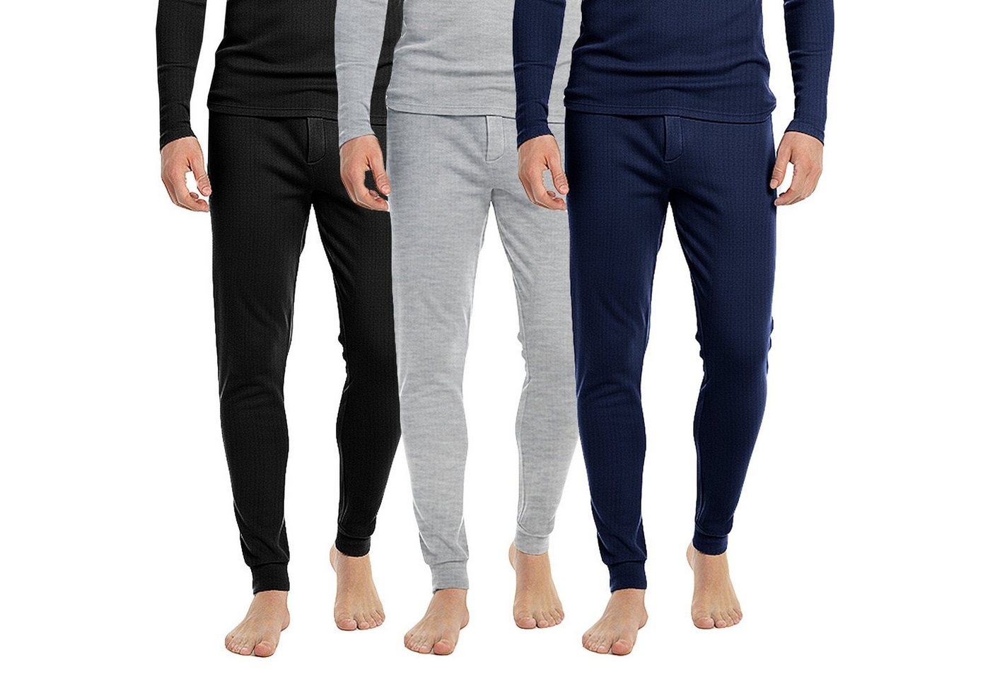TEXEMP Thermounterhose Herren Thermounterwäsche Lang 3er Pack Baumwolle Innenfleece Winter (Packung, 3-St., 3er-Pack Farbmix) Atmungsaktiv - Wärmend - Klimaregulierend Bild 4